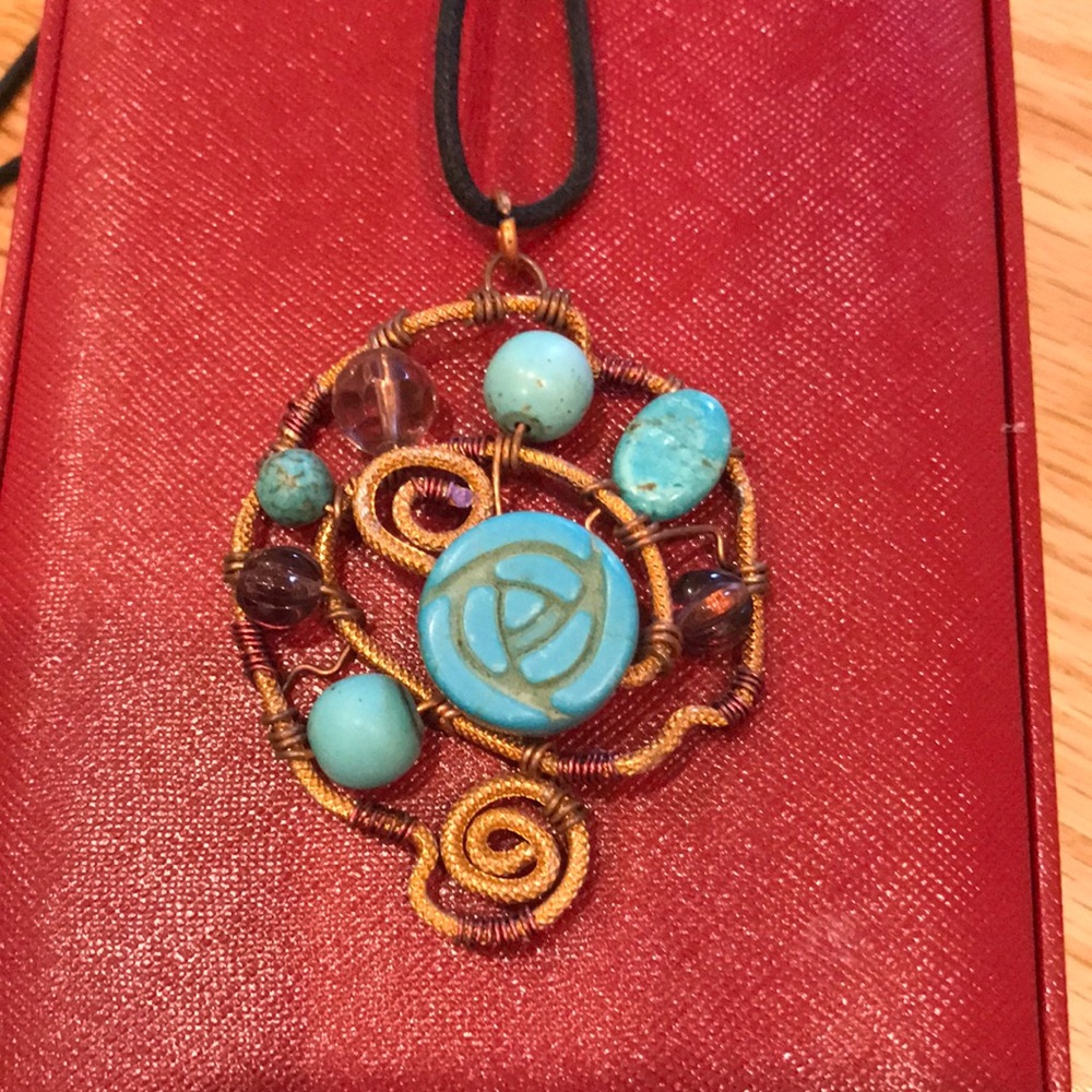 Turquoise and amethyst necklace